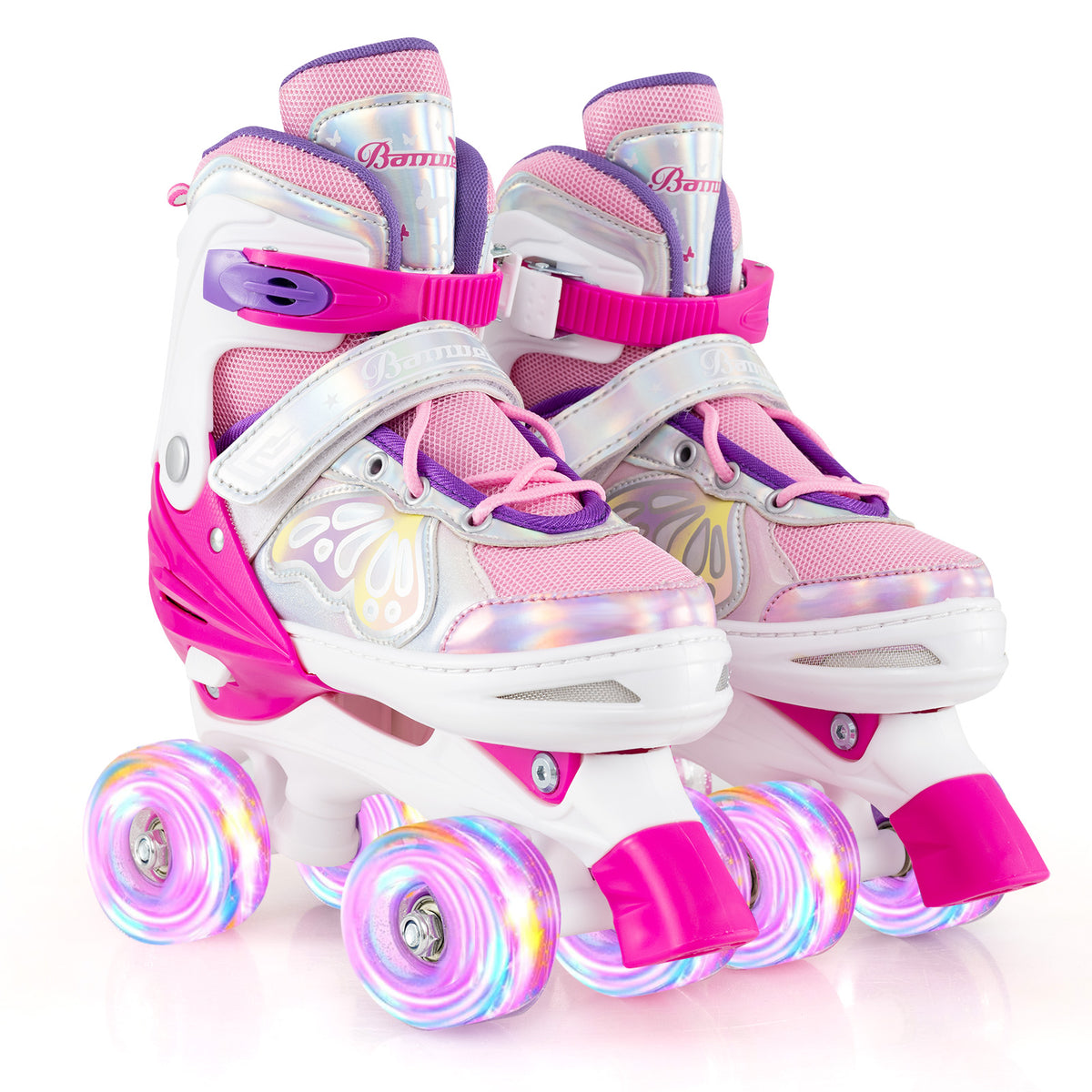 Patins à roulettes pour adolescents, réglables en 4 tailles avec roues lumineuses pour filles et garçons dès 13 ans