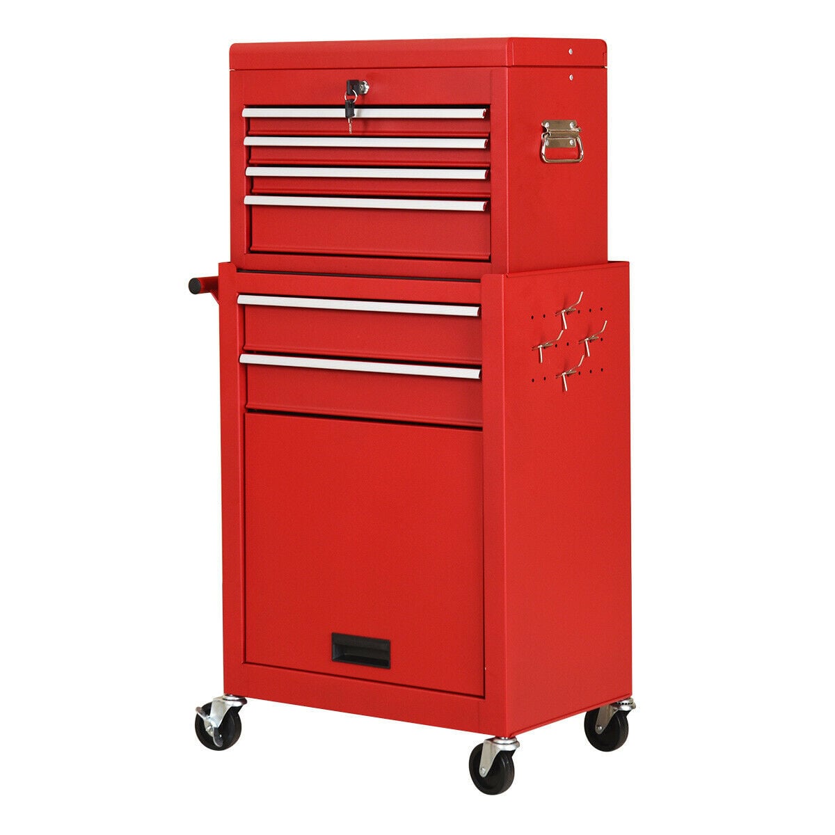 Rolling Cabinet Storage Chest Box Garage Toolbox Organizer-Red-Garages-DECOROLALA