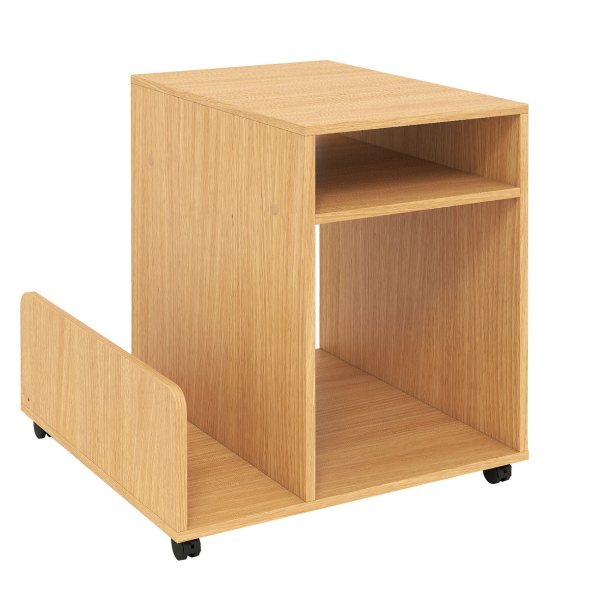Rolling End Table 3-Tier Mobile Side Table with Side Storage Rack Modern Small Nightstand-Natural-End & Side Tables-DECOROLALA