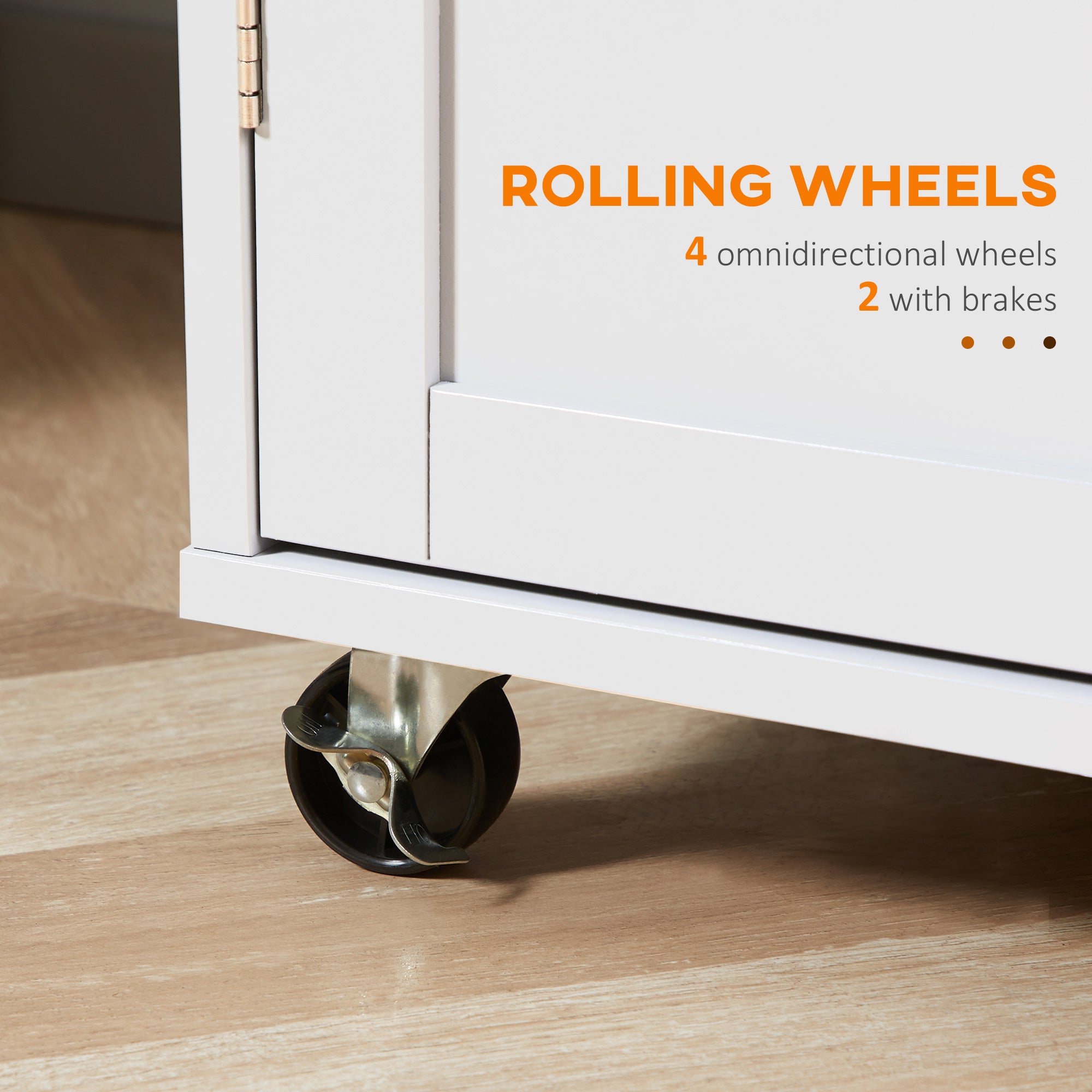 Rolling Kitchen Island Cart with Rubber Wood Top - White 34"W-DECOROLALA