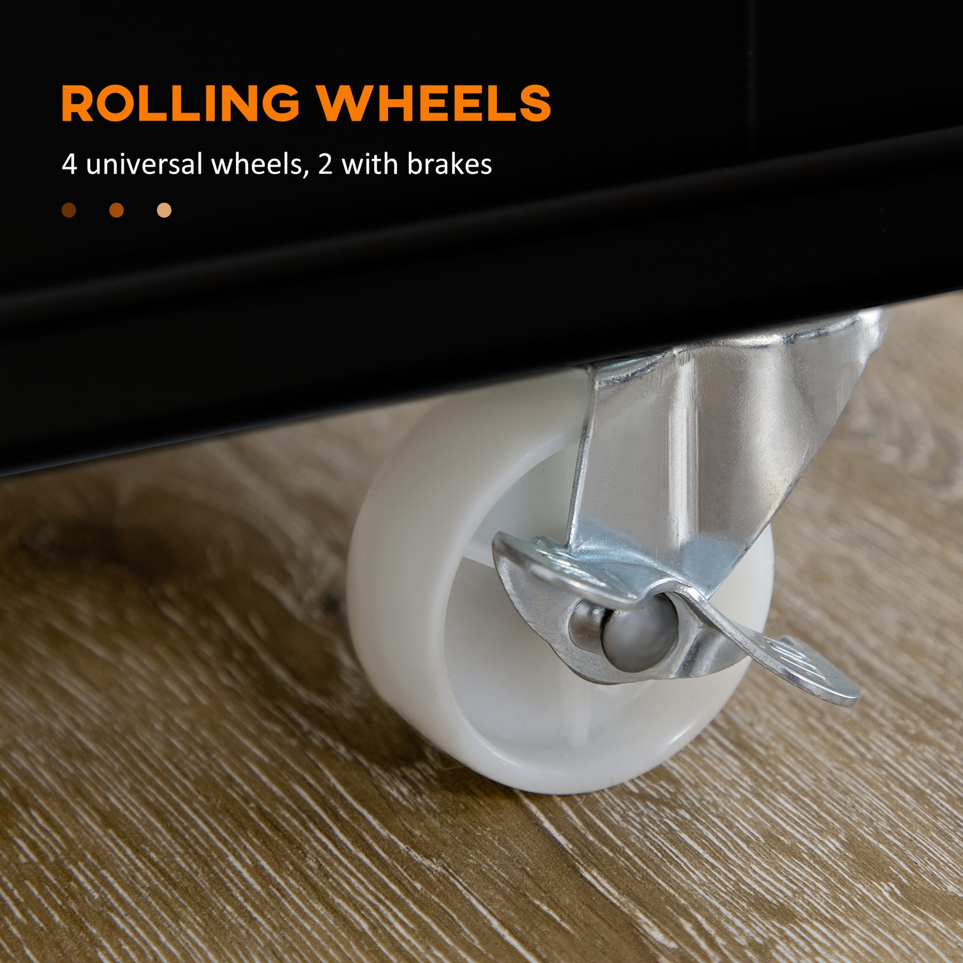 Rolling Kitchen Island Cart with Rubberwood Top - Black-DECOROLALA