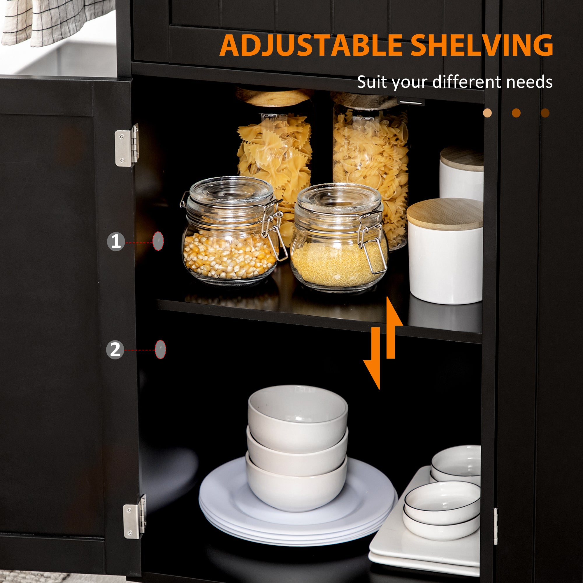 Rolling Kitchen Island Cart with Rubberwood Top - Black-DECOROLALA