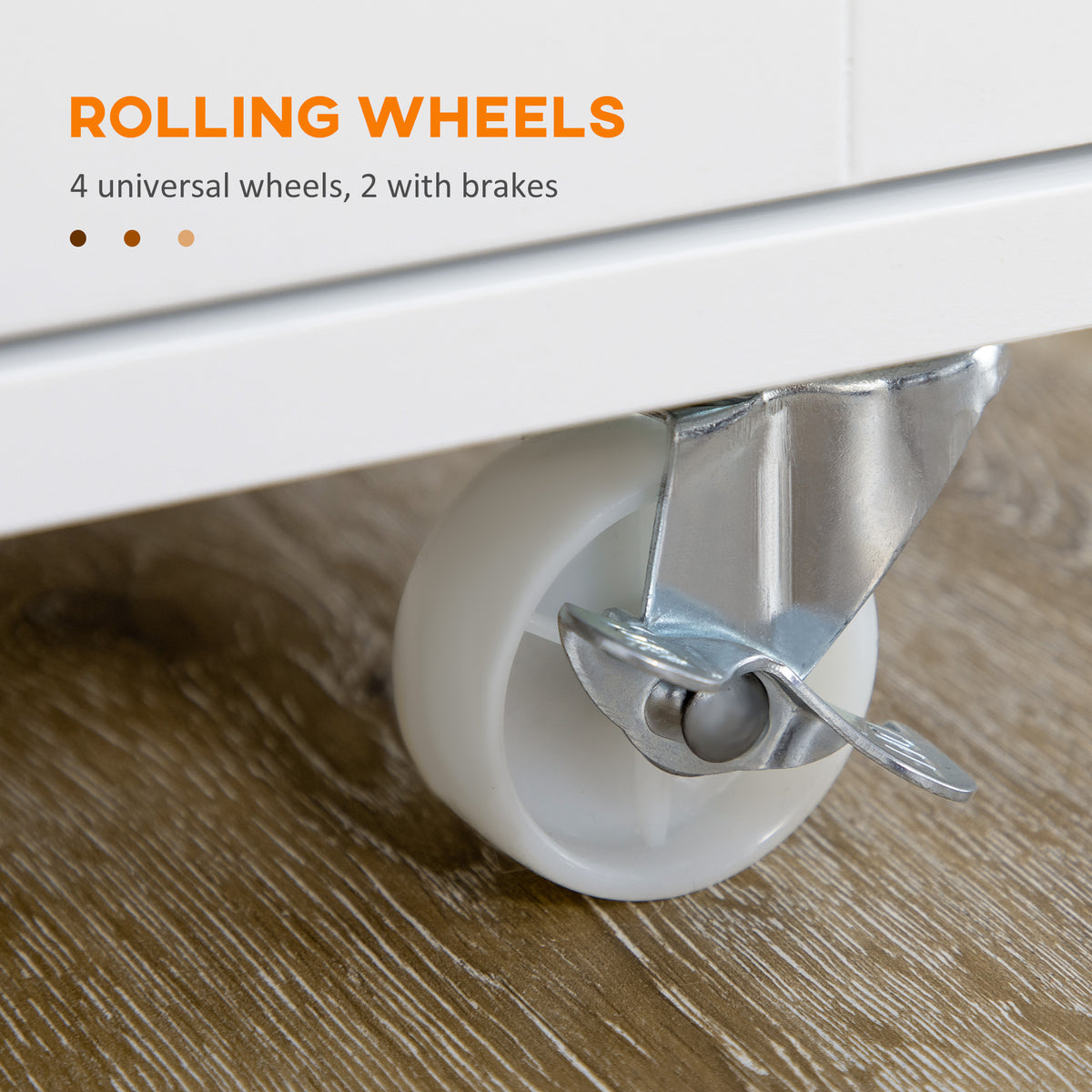 Rolling Kitchen Island Cart with Rubberwood Top - White-Kitchen Islands-DECOROLALA