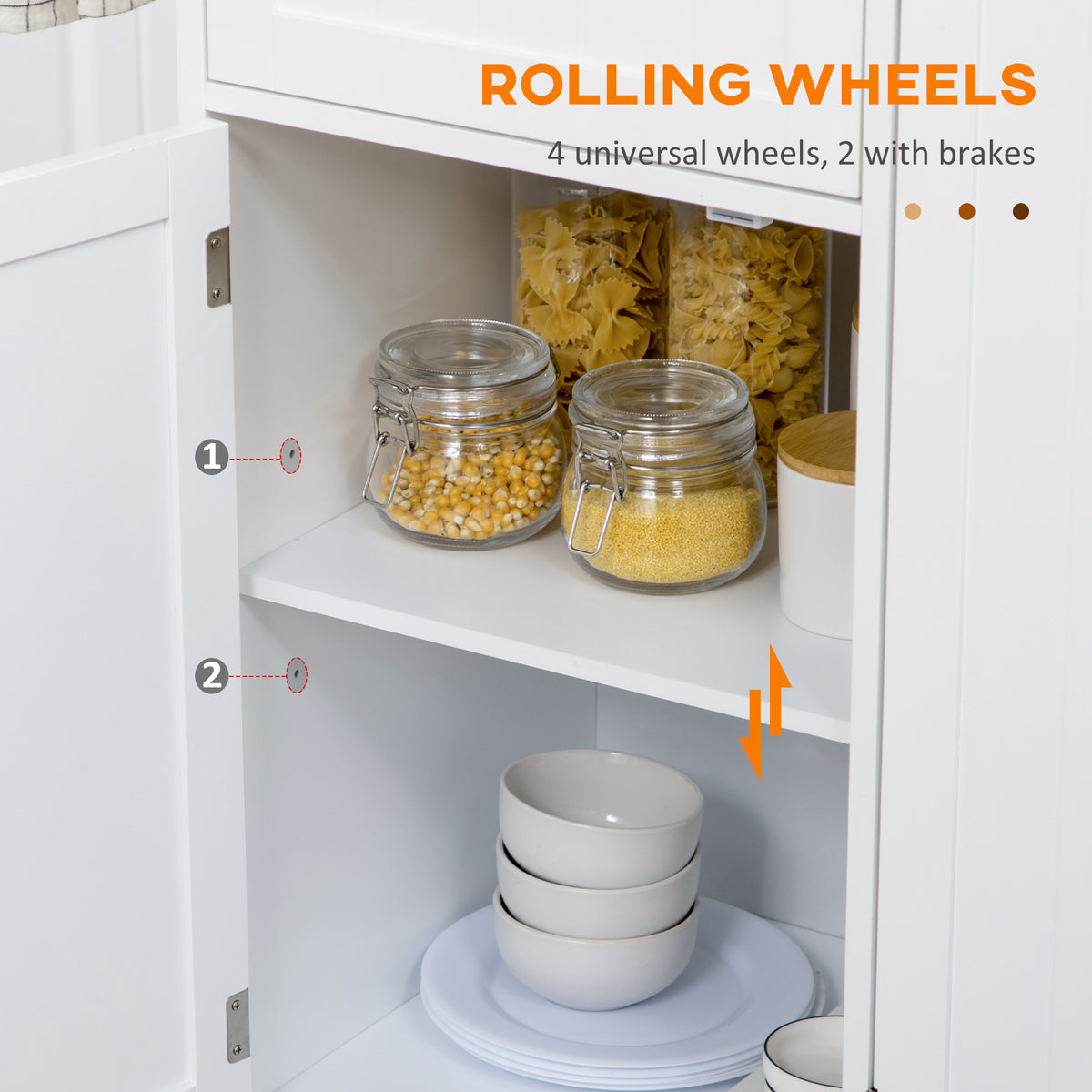 Rolling Kitchen Island Cart with Rubberwood Top - White-Kitchen Islands-DECOROLALA