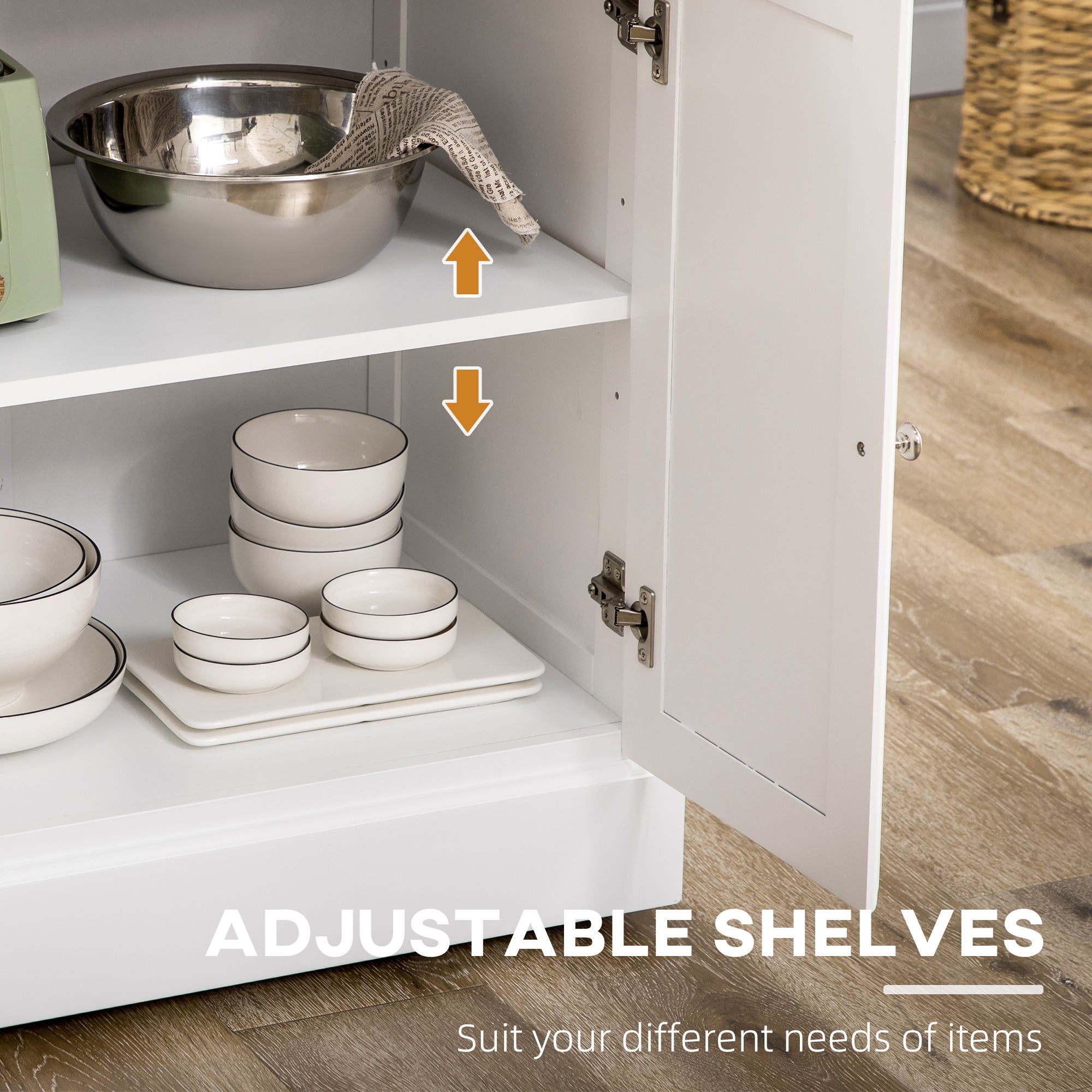 Rolling Kitchen Island Cart with Wood Top - White-DECOROLALA