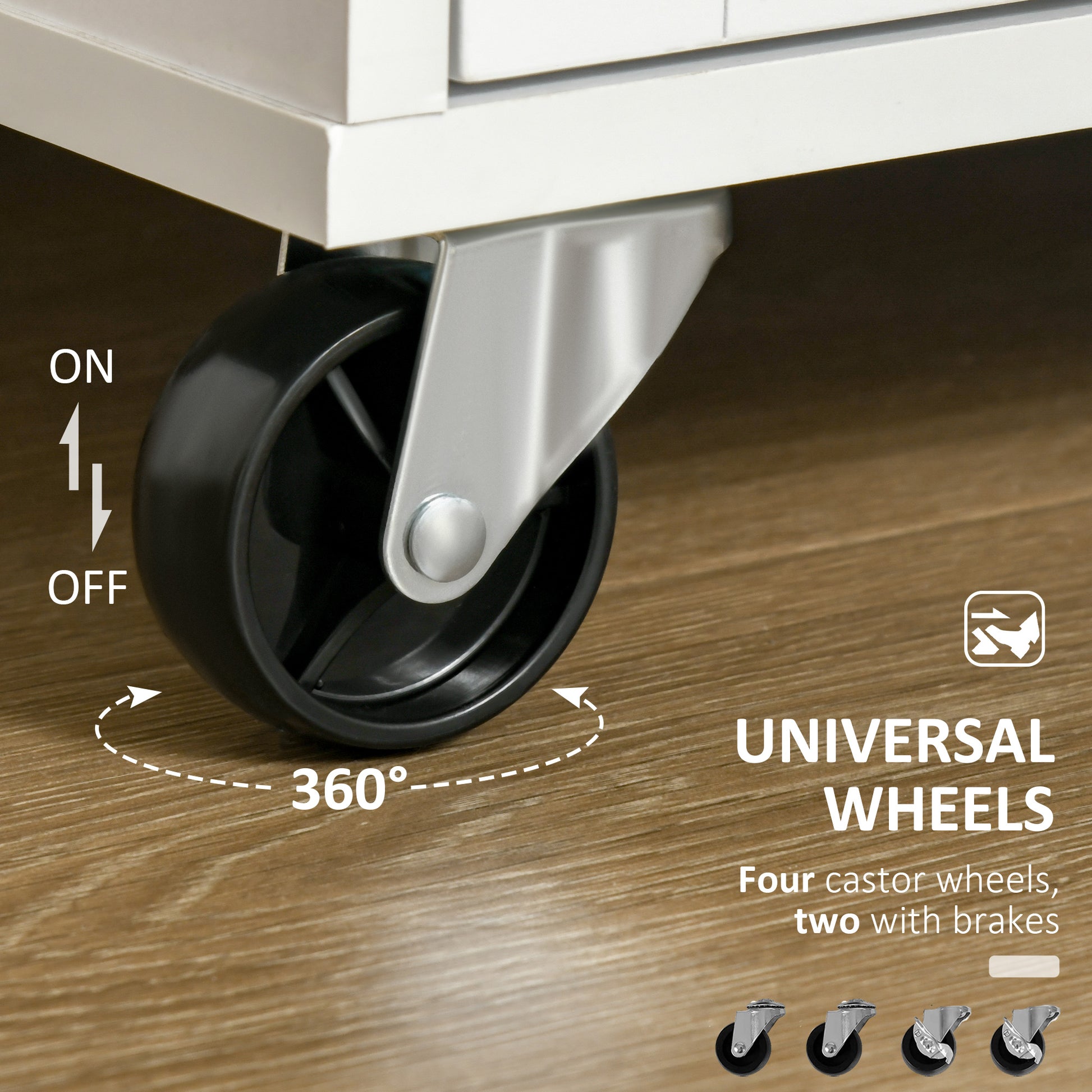 Rolling Kitchen Island - White Rubberwood Top with Storage 41"-DECOROLALA