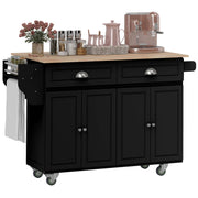Rolling Kitchen Island with Drop Leaf Storage - Black-DECOROLALA