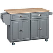 Rolling Kitchen Island with Drop Leaf Storage - Grey-DECOROLALA