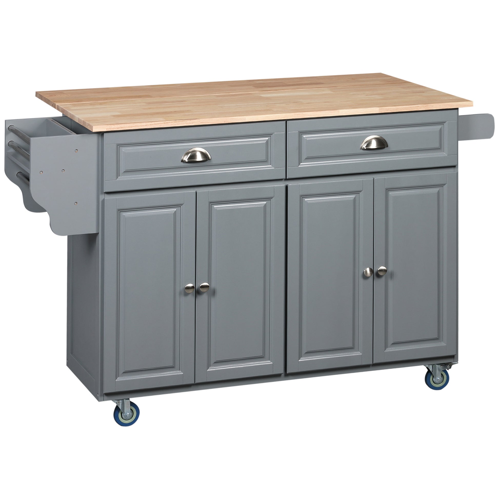 Rolling Kitchen Island with Drop Leaf Storage - Grey-DECOROLALA