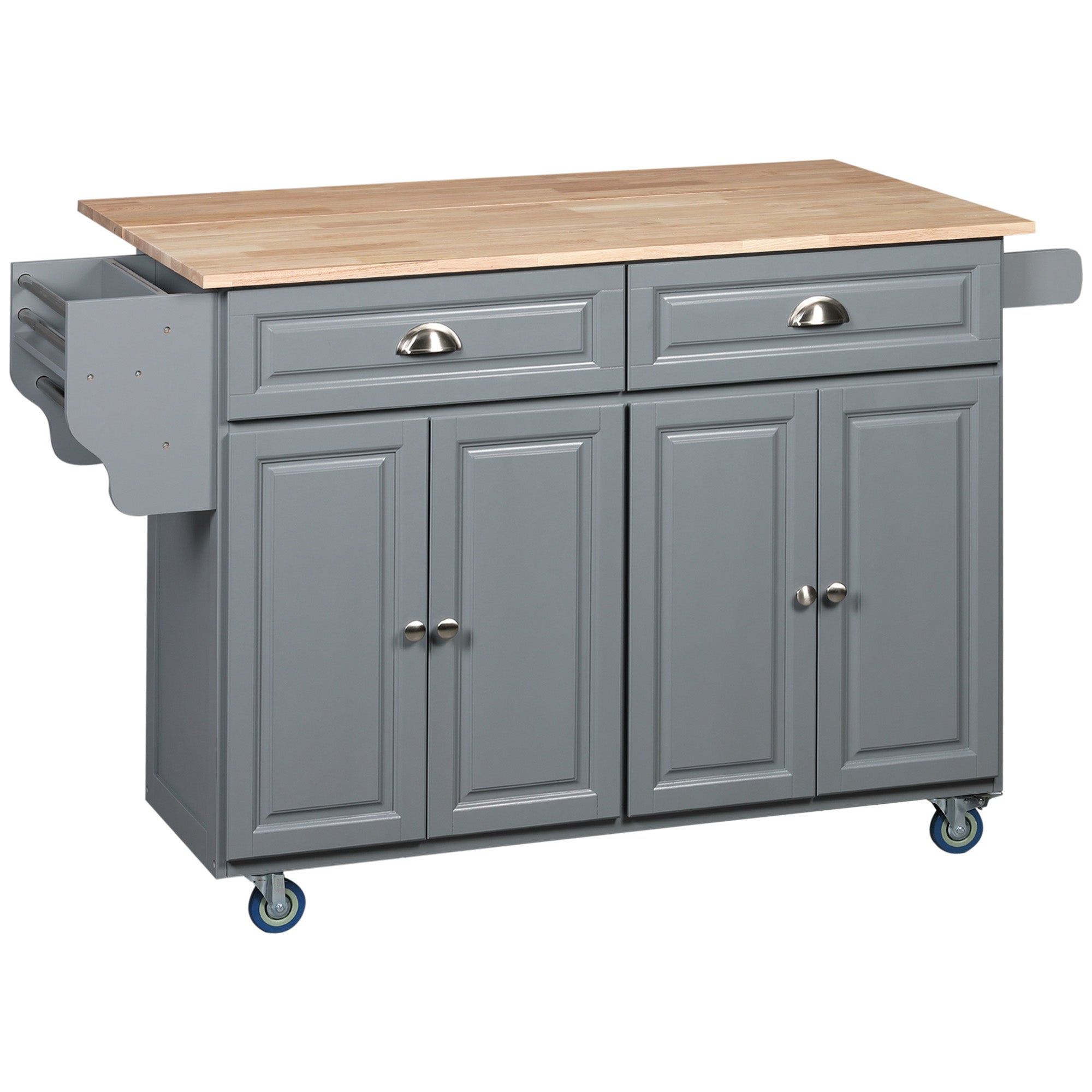 Rolling Kitchen Island with Drop Leaf Storage - Grey-DECOROLALA