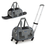 Rolling Pet Carrier with Wheels & Telescopic Handle and Mesh Windows for Pets-Blue-Dog Supplies-DECOROLALA