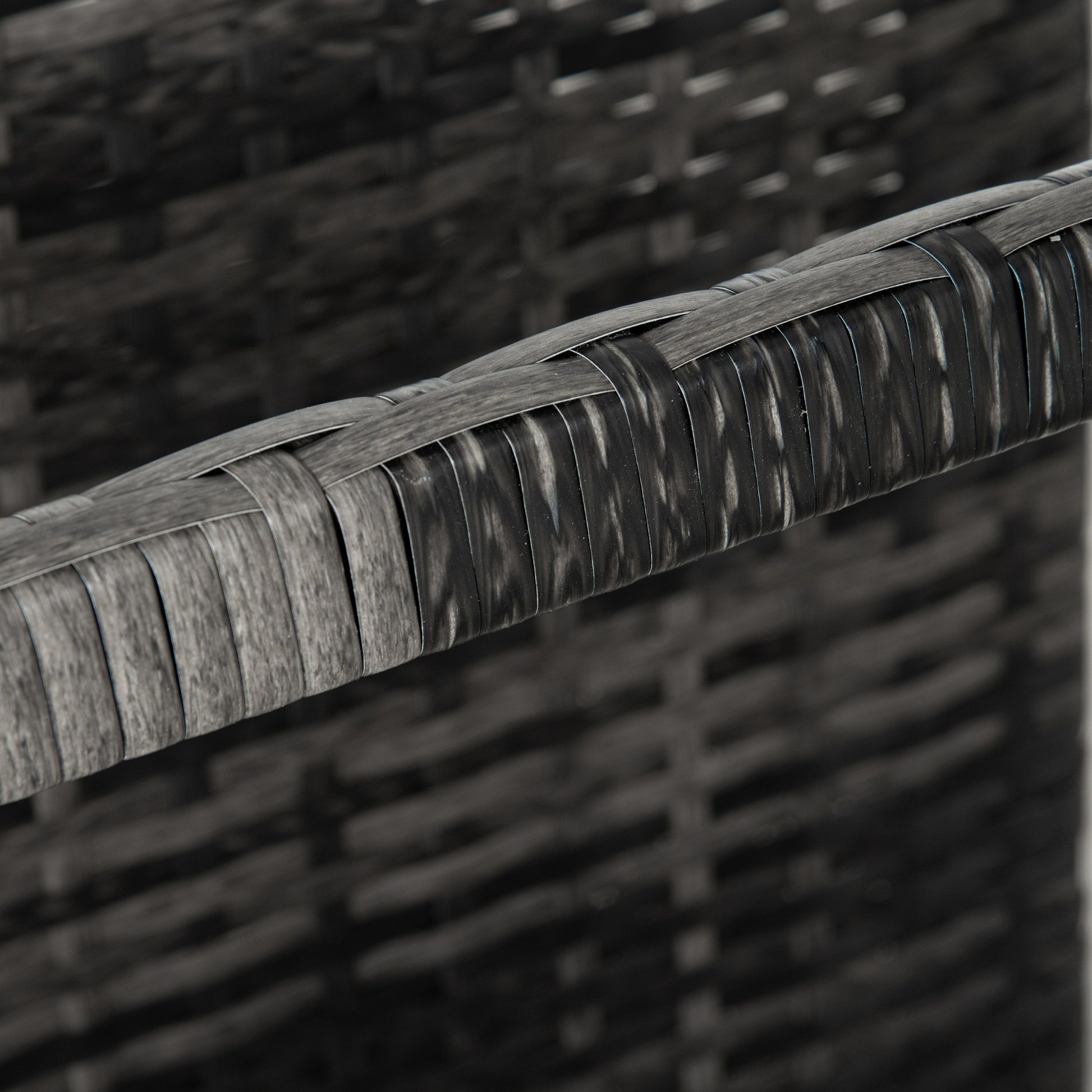 Rolling Rattan Pool Storage Organizer - Grey PE Wicker 43" L-DECOROLALA