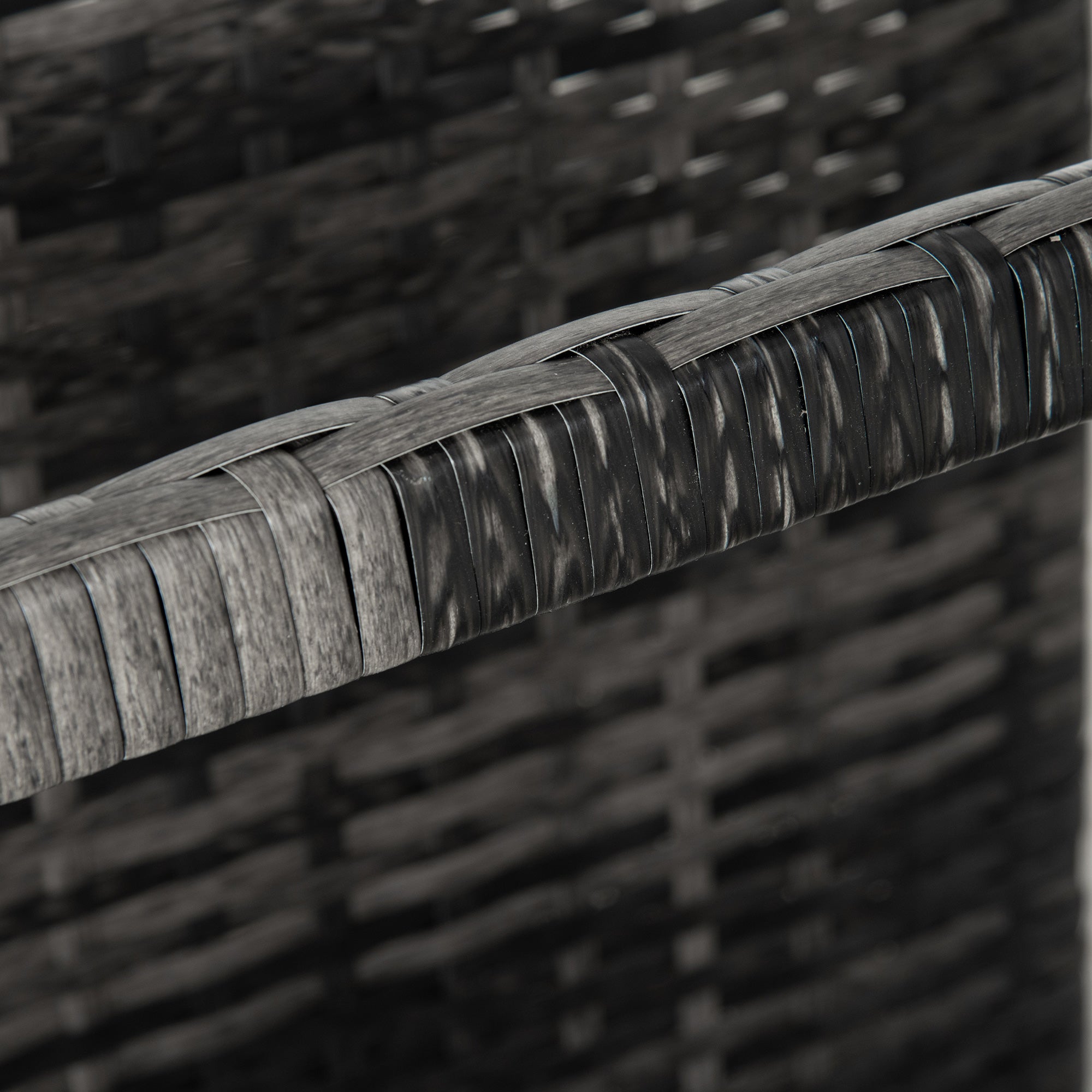 Rolling Rattan Pool Storage Organizer - Grey PE Wicker 43" L-DECOROLALA