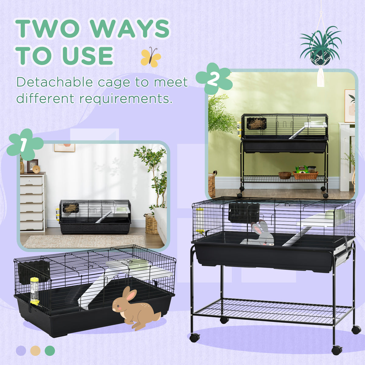 Rolling Small Animal Cage - 39" Deluxe Pet Habitat with Stand-Small Animals-DECOROLALA