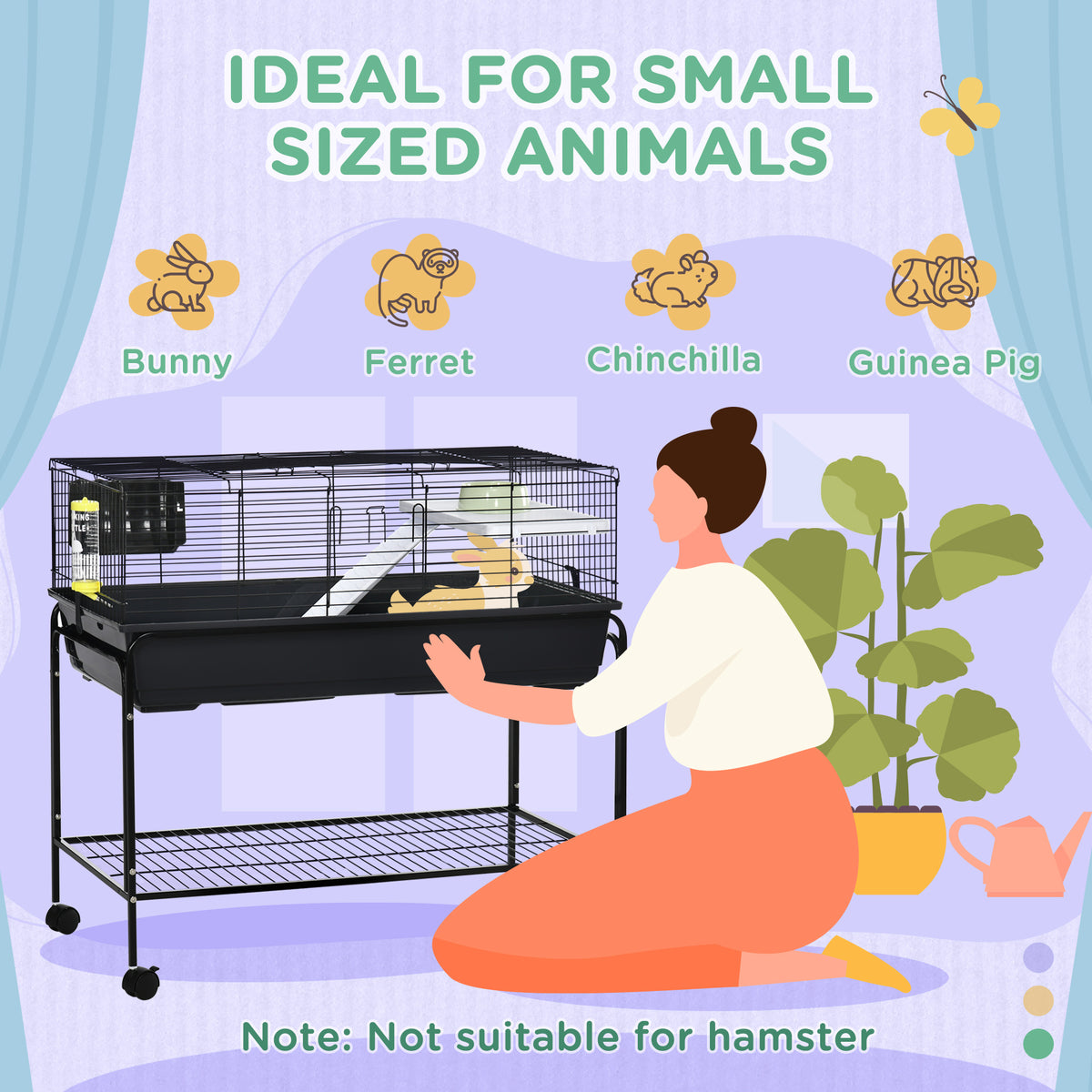 Rolling Small Animal Cage - 39" Deluxe Pet Habitat with Stand-Small Animals-DECOROLALA