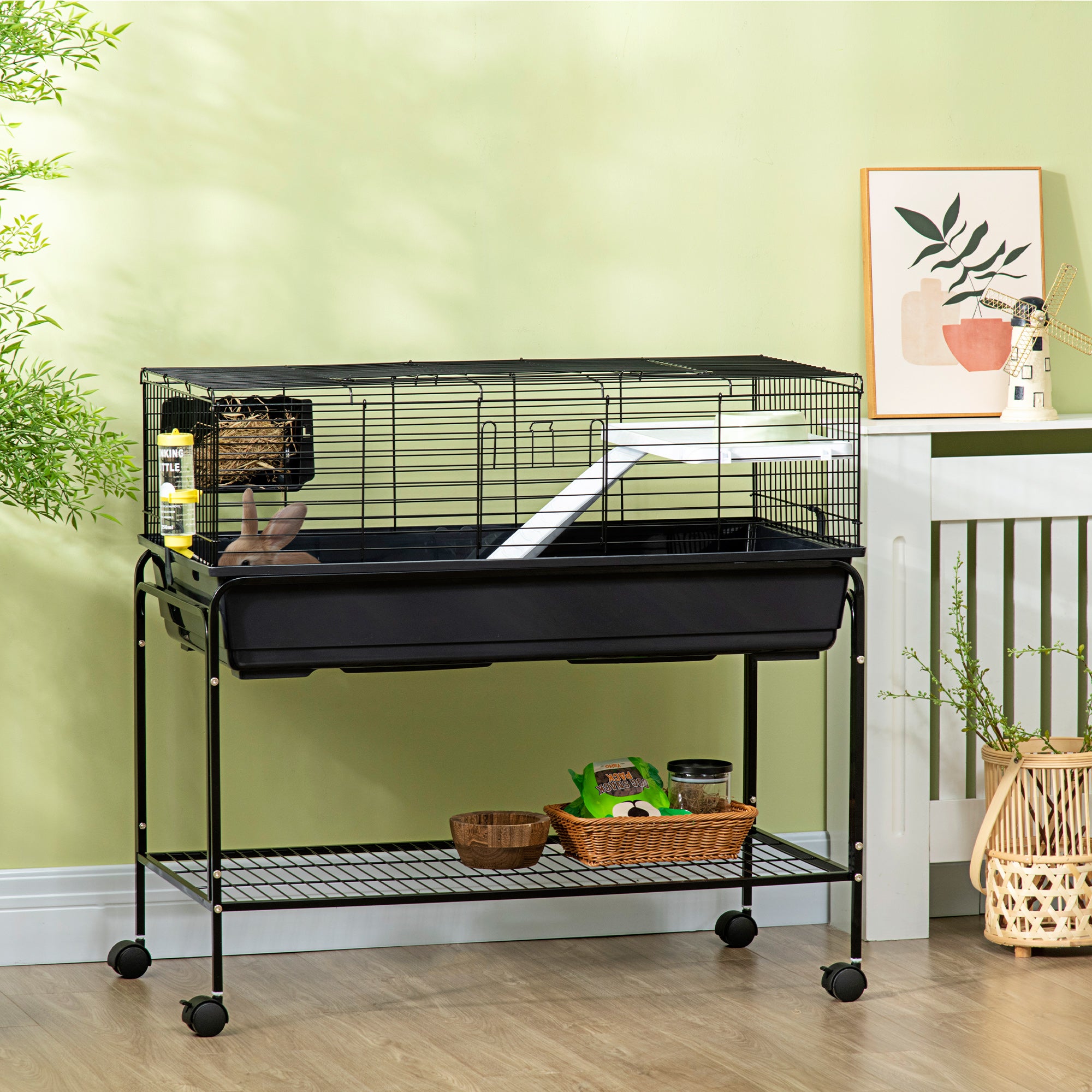 Rolling Small Animal Cage - 39" Deluxe Pet Habitat with Stand-Small Animals-DECOROLALA