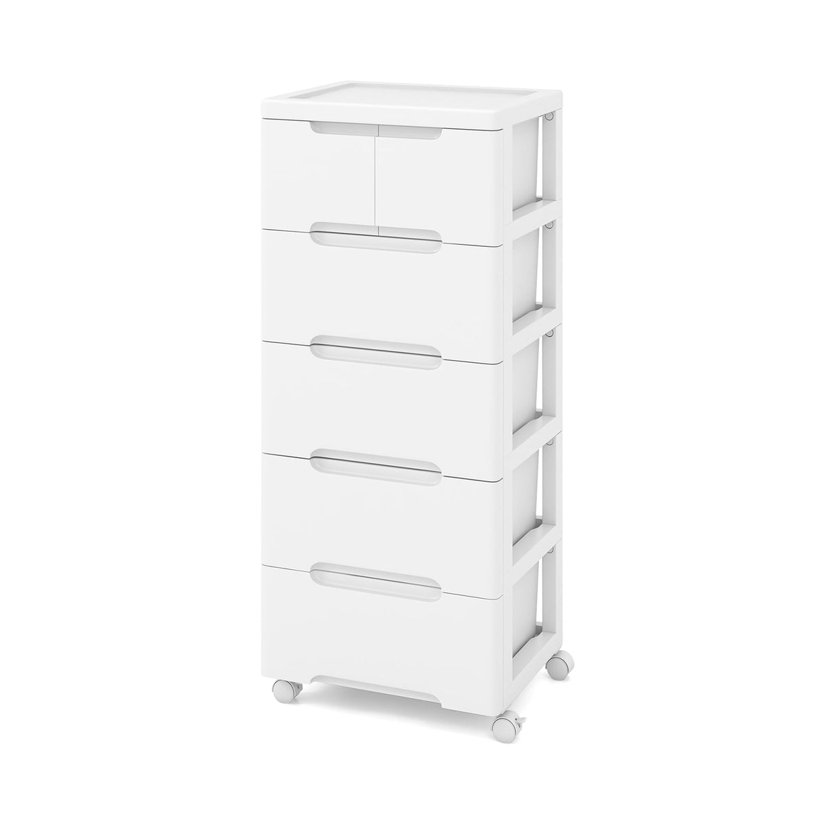 Rolling Storage Cabinet - 6-Drawer White (min order qty 2)-Dressers & Chests-DECOROLALA