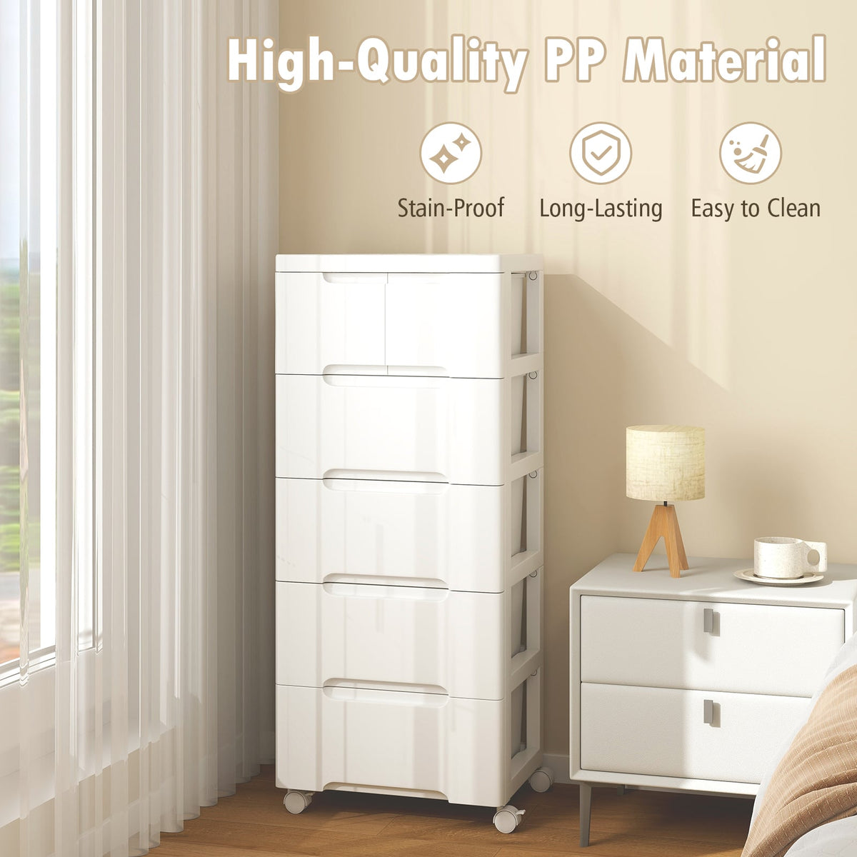 Rolling Storage Cabinet - 6-Drawer White (min order qty 2)-Dressers & Chests-DECOROLALA