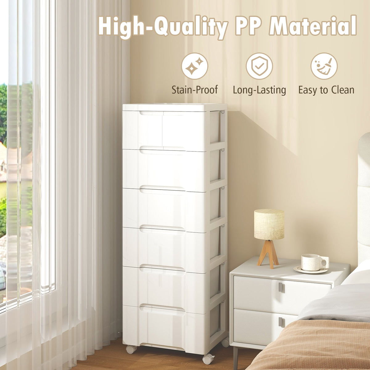 Rolling Storage Cabinet 7-Drawer with Wheels (min order qty 2)-Dressers & Chests-DECOROLALA
