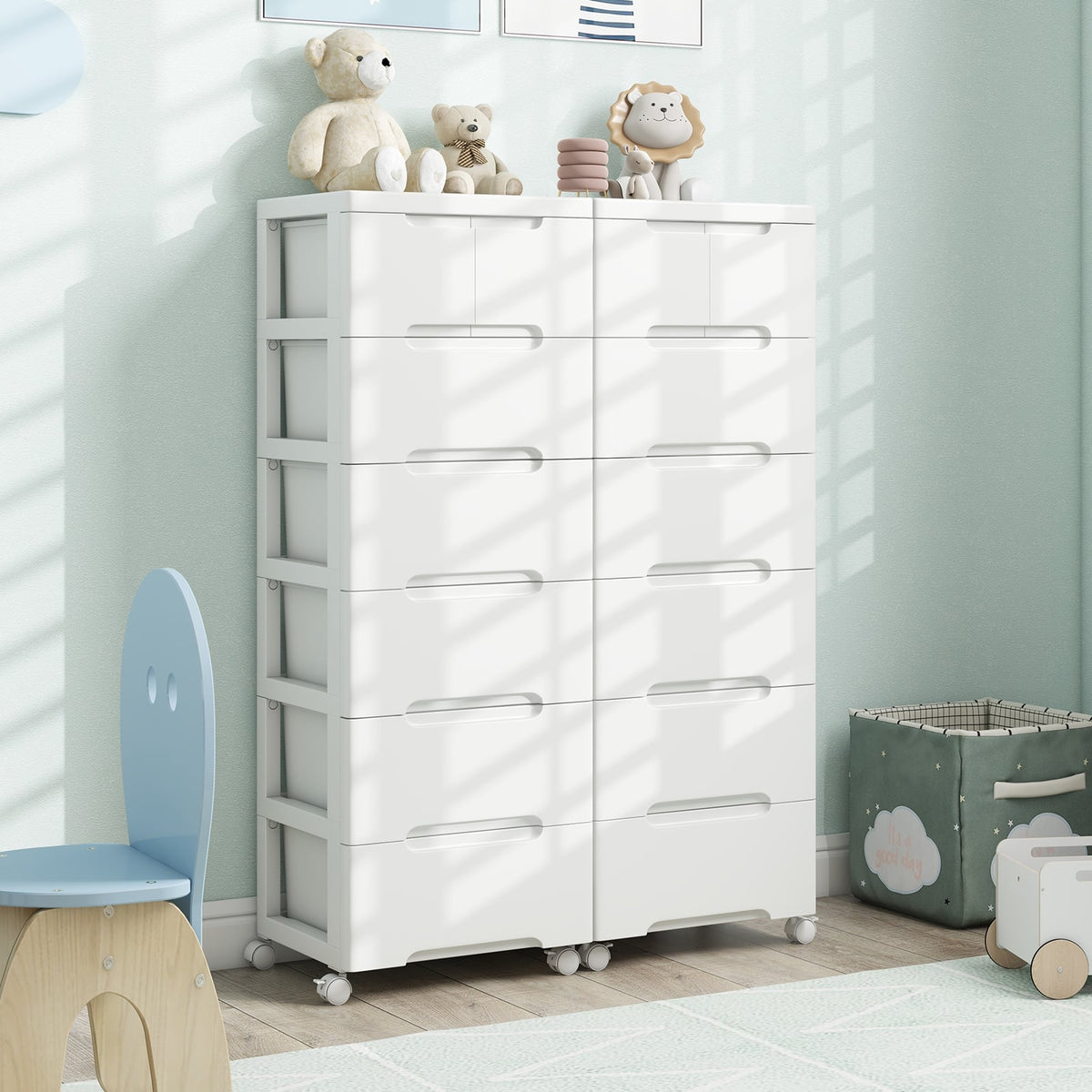 Rolling Storage Cabinet 7-Drawer with Wheels (min order qty 2)-Dressers & Chests-DECOROLALA