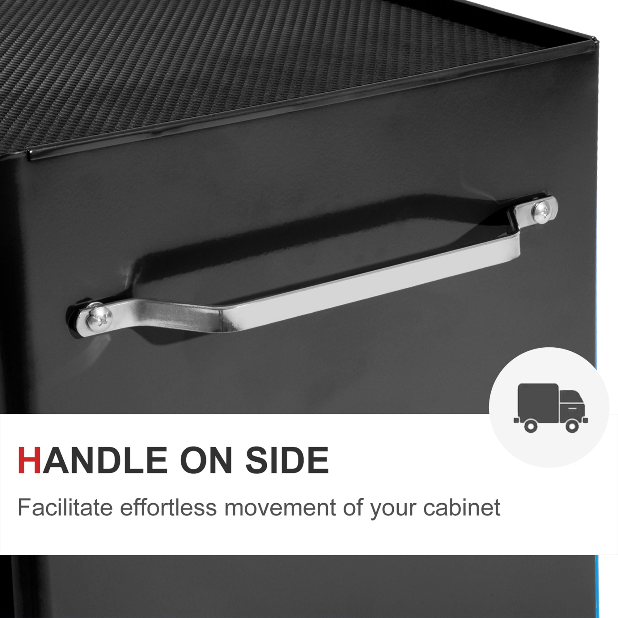 Rolling Tool Cabinet with 5 Drawers, Lockable, Steel, Black, for Garage Workshop-DECOROLALA