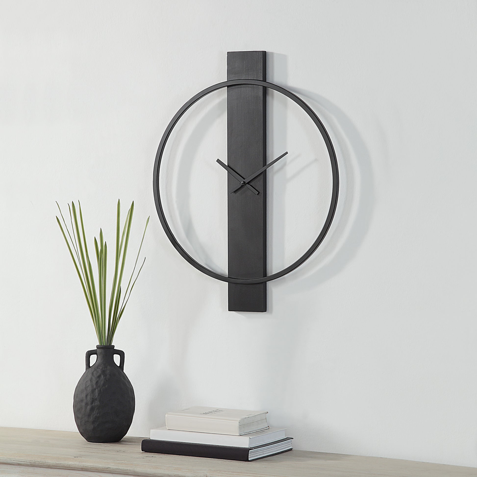 Romane Indoor Iron Wall Clock, Matte Black-Wall Clock-DECOROLALA