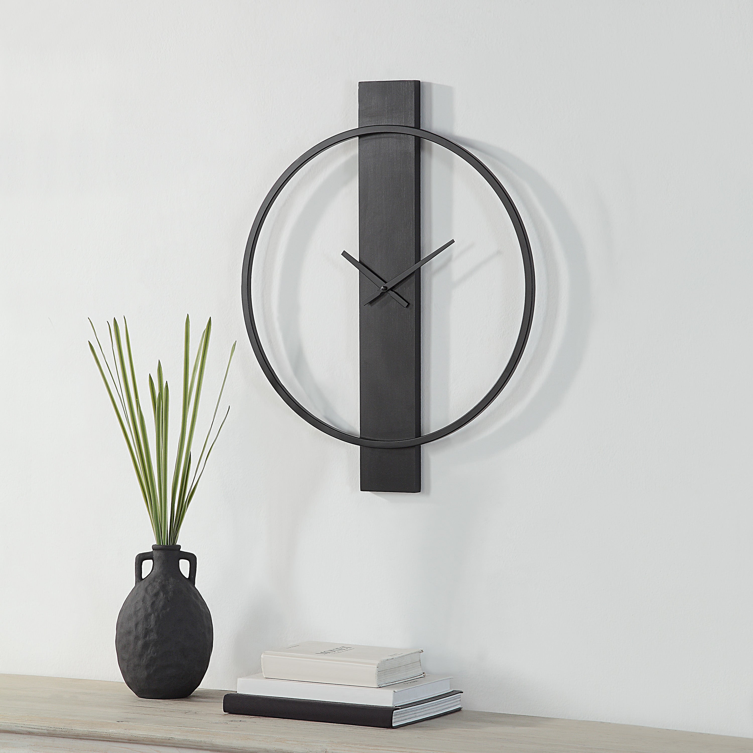 Romane Indoor Iron Wall Clock, Matte Black-Wall Clock-DECOROLALA