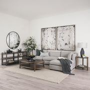 Romi Dark Brown Wood w/ Bottom Shelf Oval Coffee Table-Coffee Tables-DECOROLALA