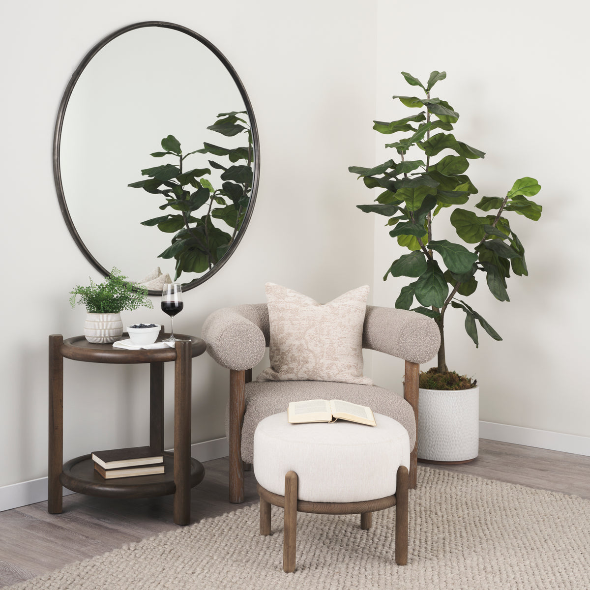 Romi Round Dark Brown Mango Wood Accent Table-Accent Tables-DECOROLALA