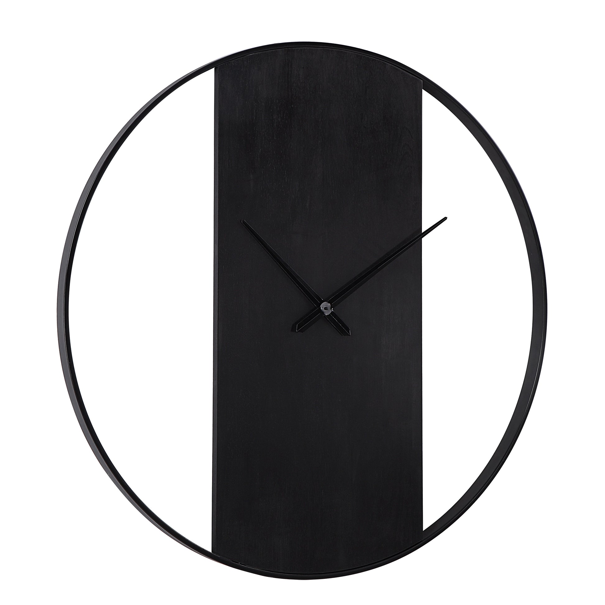Romy Indoor Iron Wall Clock, Matte Black-Wall Clock-DECOROLALA