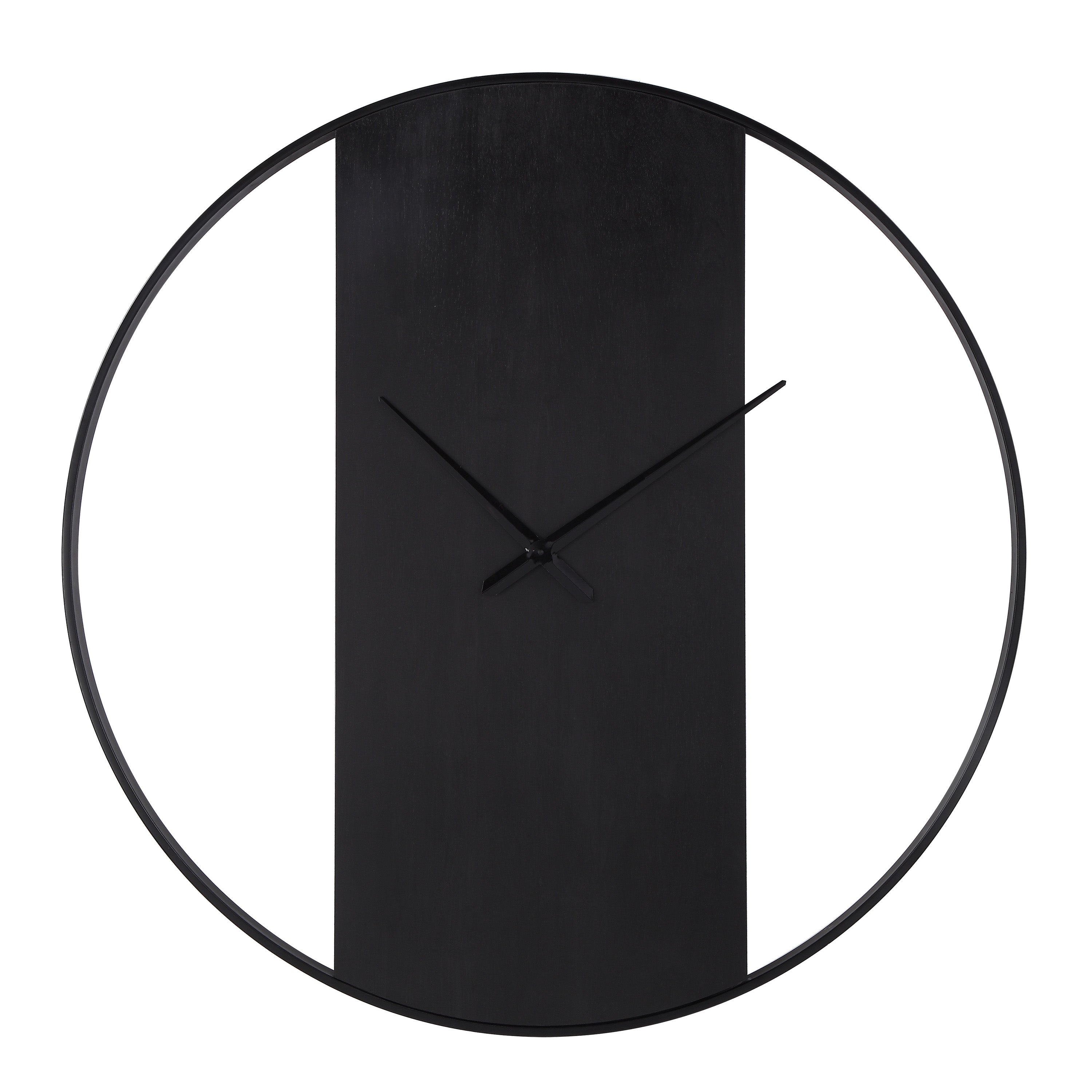 Romy Indoor Iron Wall Clock, Matte Black-Wall Clock-DECOROLALA