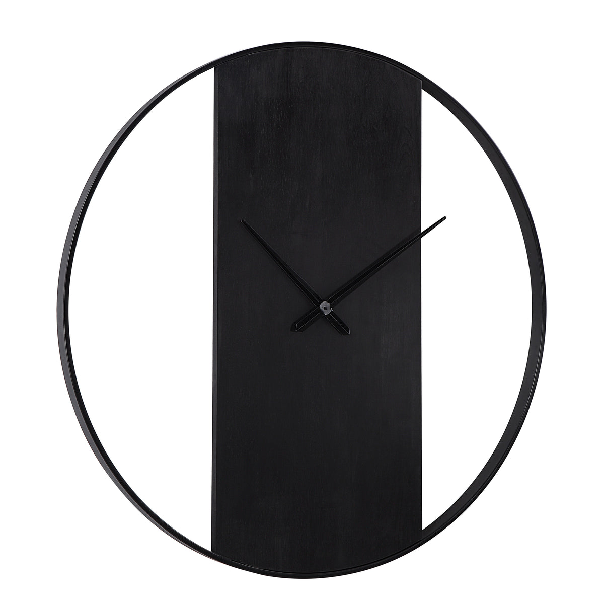 Romy Indoor Iron Wall Clock, Matte Black-Wall Clocks-DECOROLALA