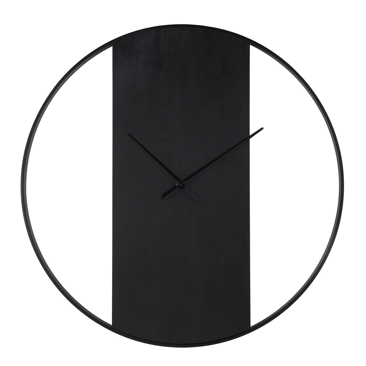Romy Indoor Iron Wall Clock, Matte Black-Wall Clocks-DECOROLALA