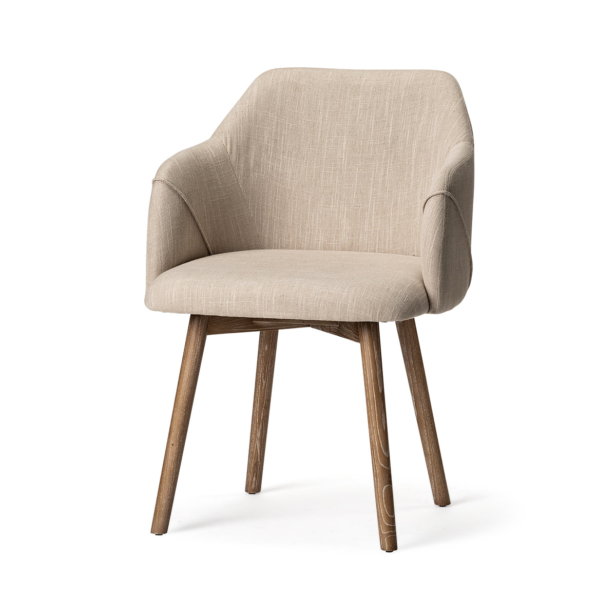 Ronald Curved Back Dining Side Chair | Fabric w/ Brown Wood-Dining Chairs-DECOROLALA