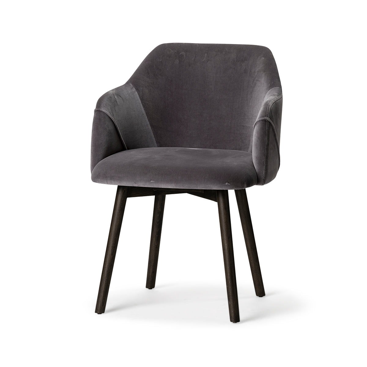 Ronald Curved Back Dining Side Chair | Fabric w/ Brown Wood-Dining Chairs-DECOROLALA