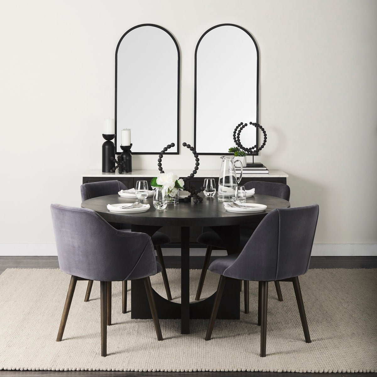 Ronald Curved Back Fabric Dining Side Chair-Dining Chairs-DECOROLALA