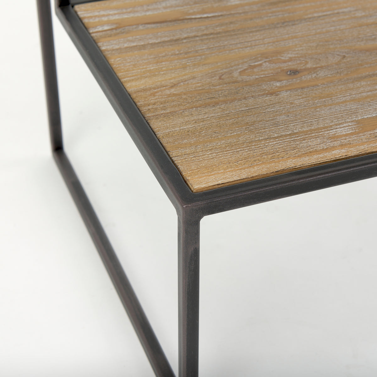 Ronin 22"H Square 2-Tier Wood w/ Black Metal Accent Table-Accent Tables-DECOROLALA