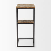 Ronin 25"H Rectangle 2-Tier Wood w/ Black Metal Accent Table-Accent Tables-DECOROLALA