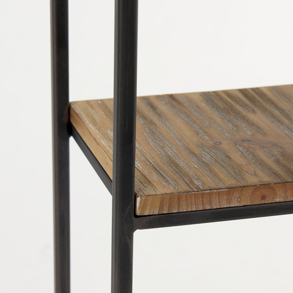 Ronin 25"H Rectangle 2-Tier Wood w/ Black Metal Accent Table-Accent Tables-DECOROLALA