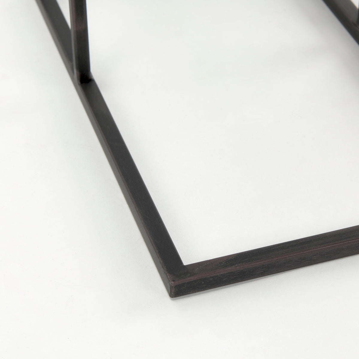 Ronin 25"H Rectangle 2-Tier Wood w/ Black Metal Accent Table-Accent Tables-DECOROLALA