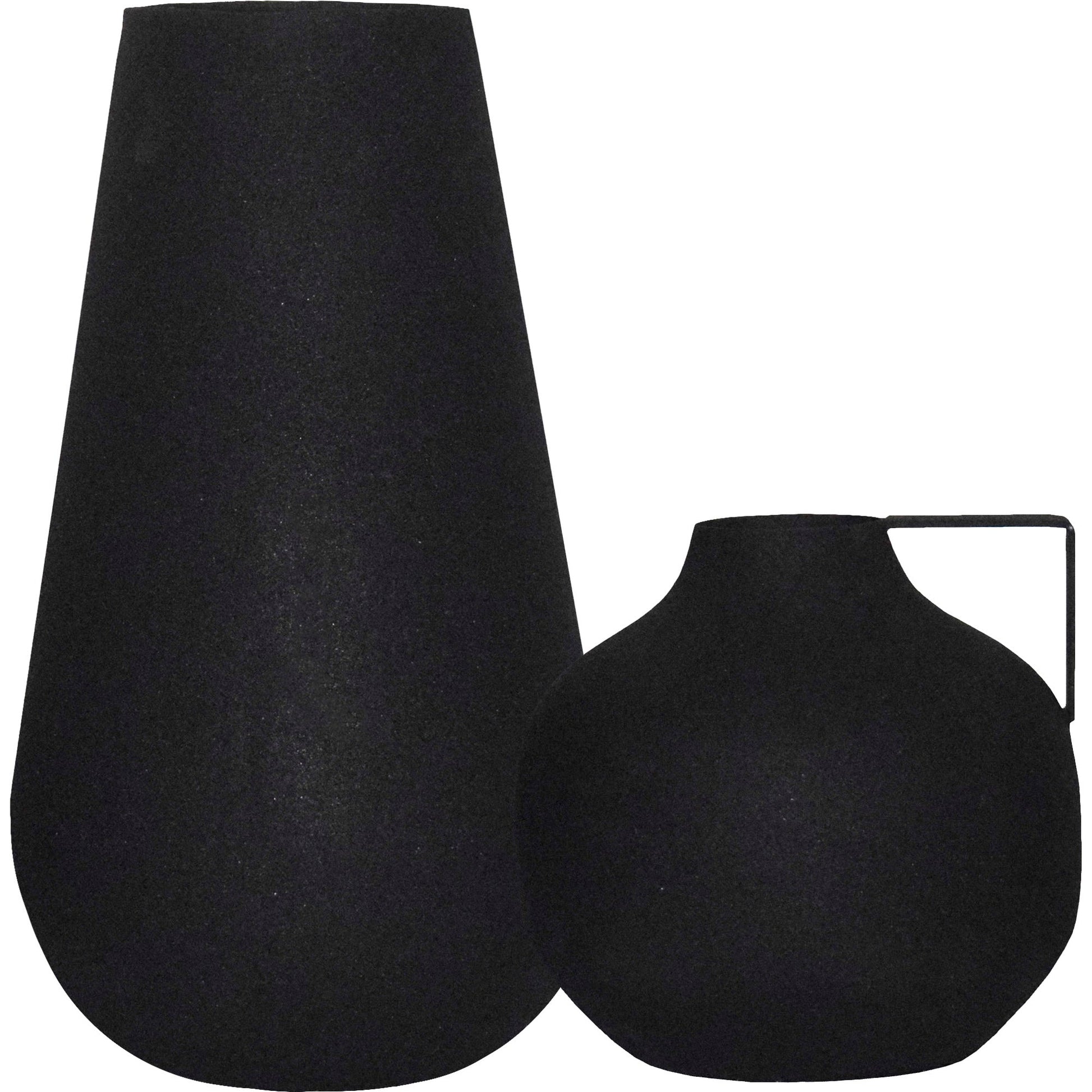 Roove Indoor Iron Vase, Matte Black (Set of 2)-Vase-DECOROLALA