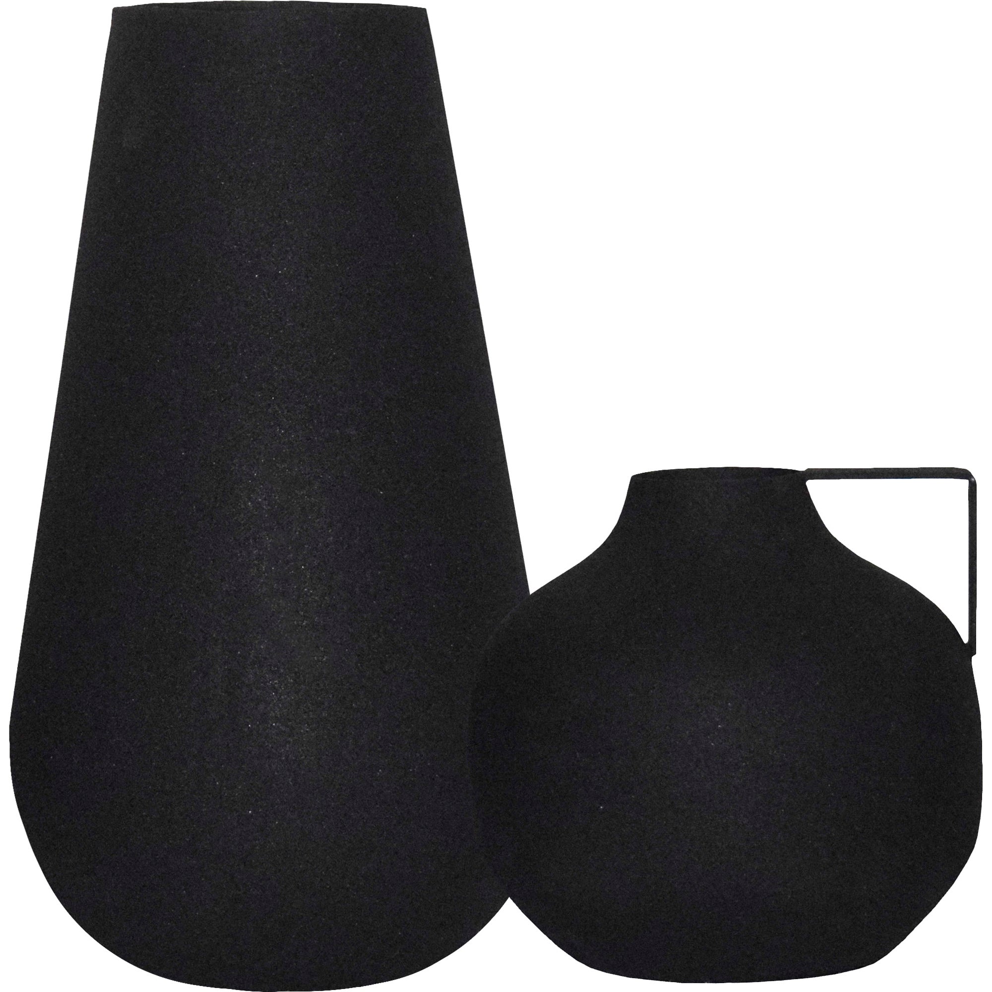 Roove Indoor Iron Vase, Matte Black (Set of 2)-Vase-DECOROLALA