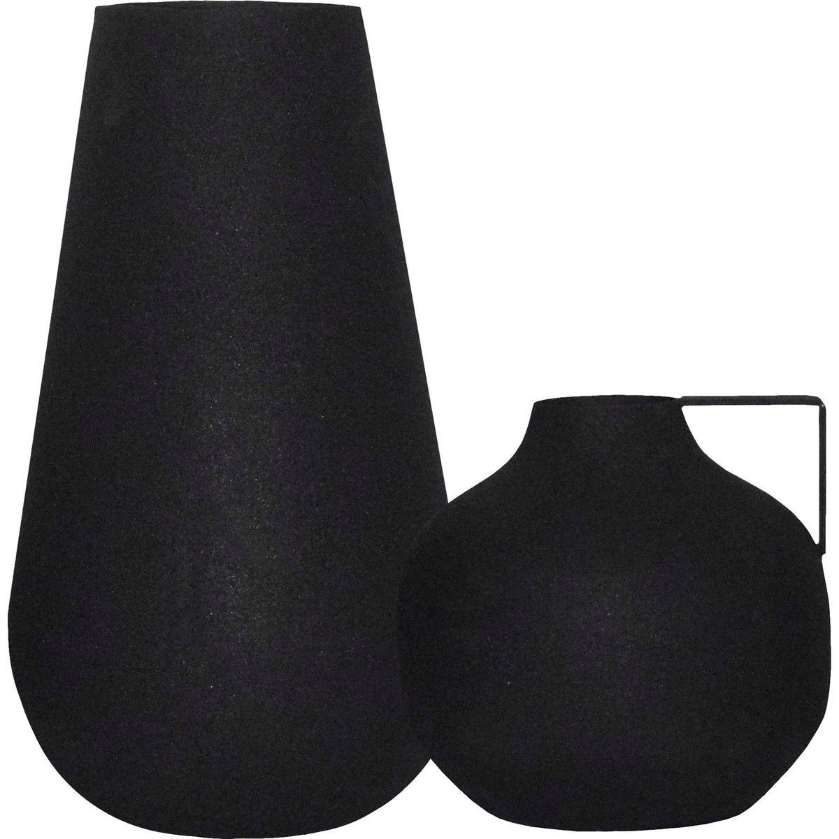 Roove Indoor Iron Vase, Matte Black (Set of 2)-Vases-DECOROLALA