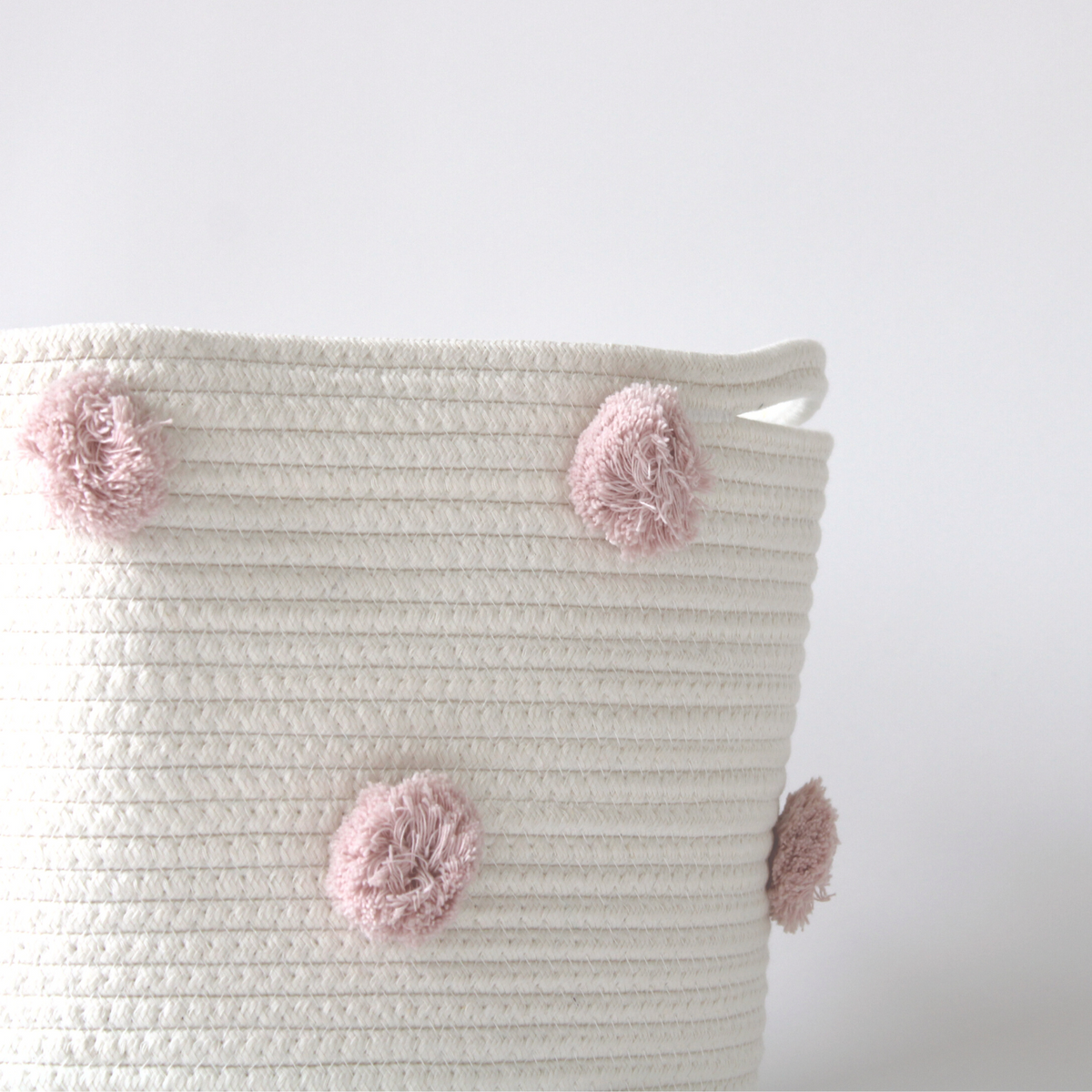 Rose Pink Pom Basket - Large-Baskets-DECOROLALA