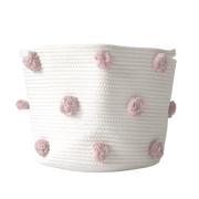Rose Pink Pom Basket - Large-Baskets-DECOROLALA