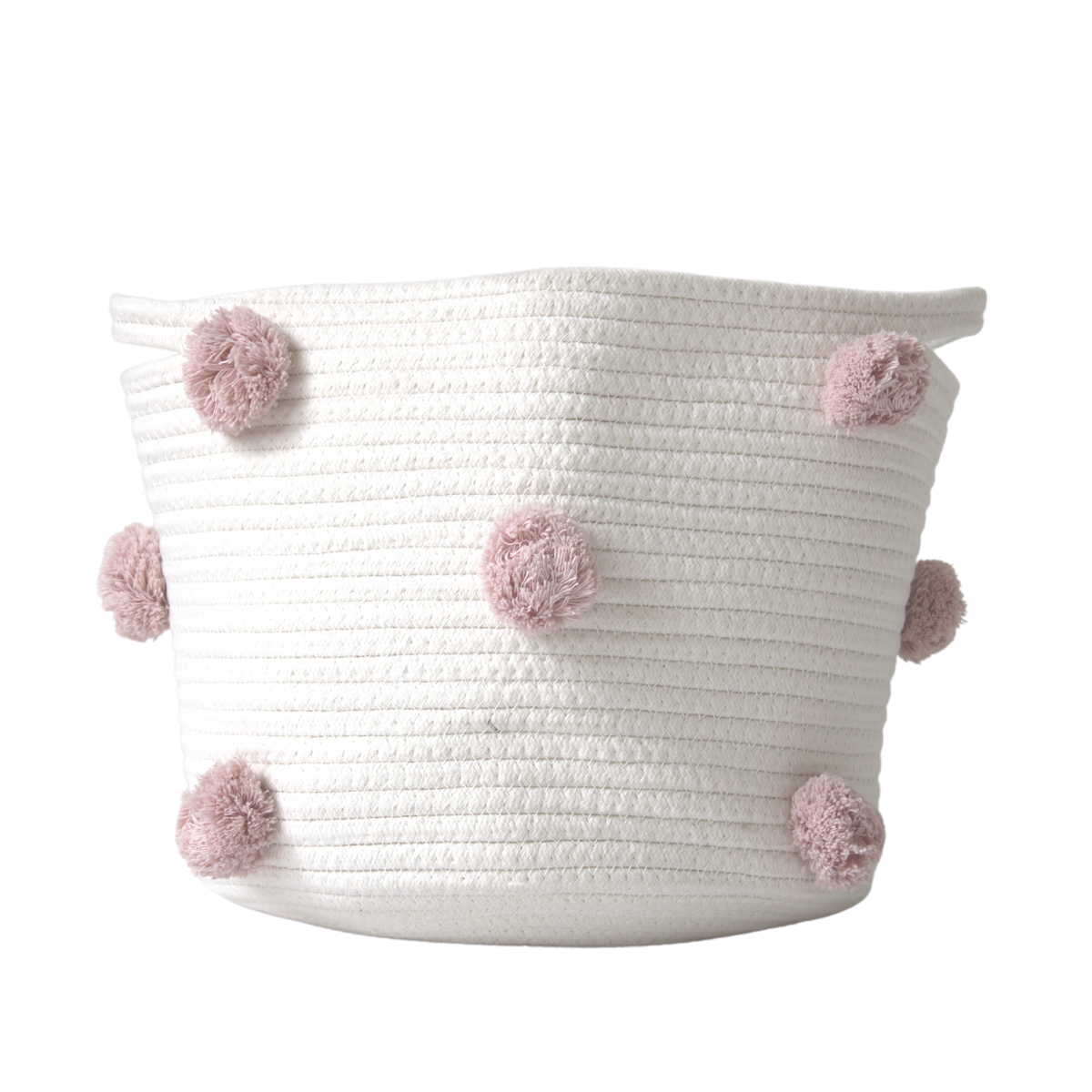 Rose Pink Pom Basket - Medium-Baskets-DECOROLALA