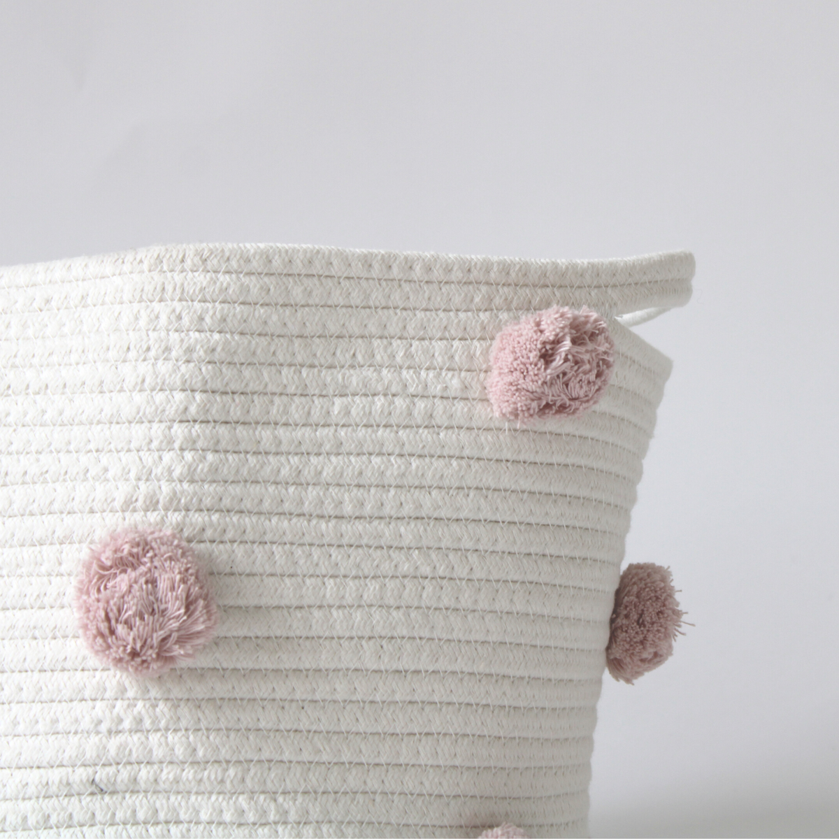 Rose Pink Pom Basket - Medium-Baskets-DECOROLALA