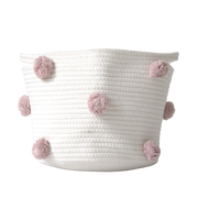 Rose Pink Pom Basket - Medium-Baskets-DECOROLALA