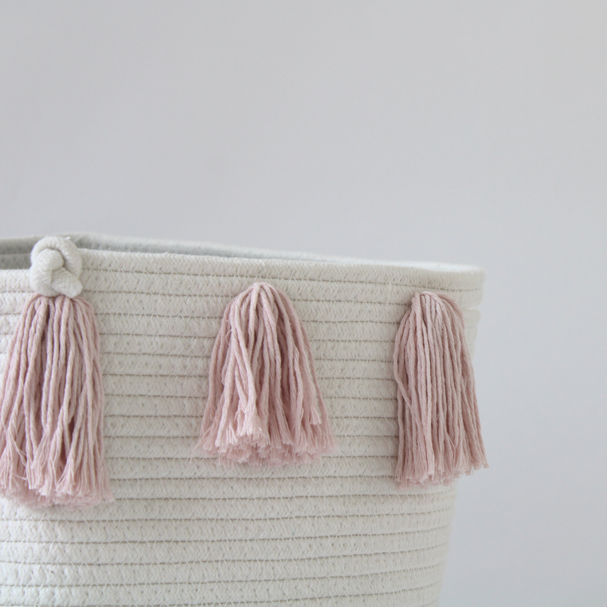 Rose Pink Tassel Basket - Large-Baskets-DECOROLALA