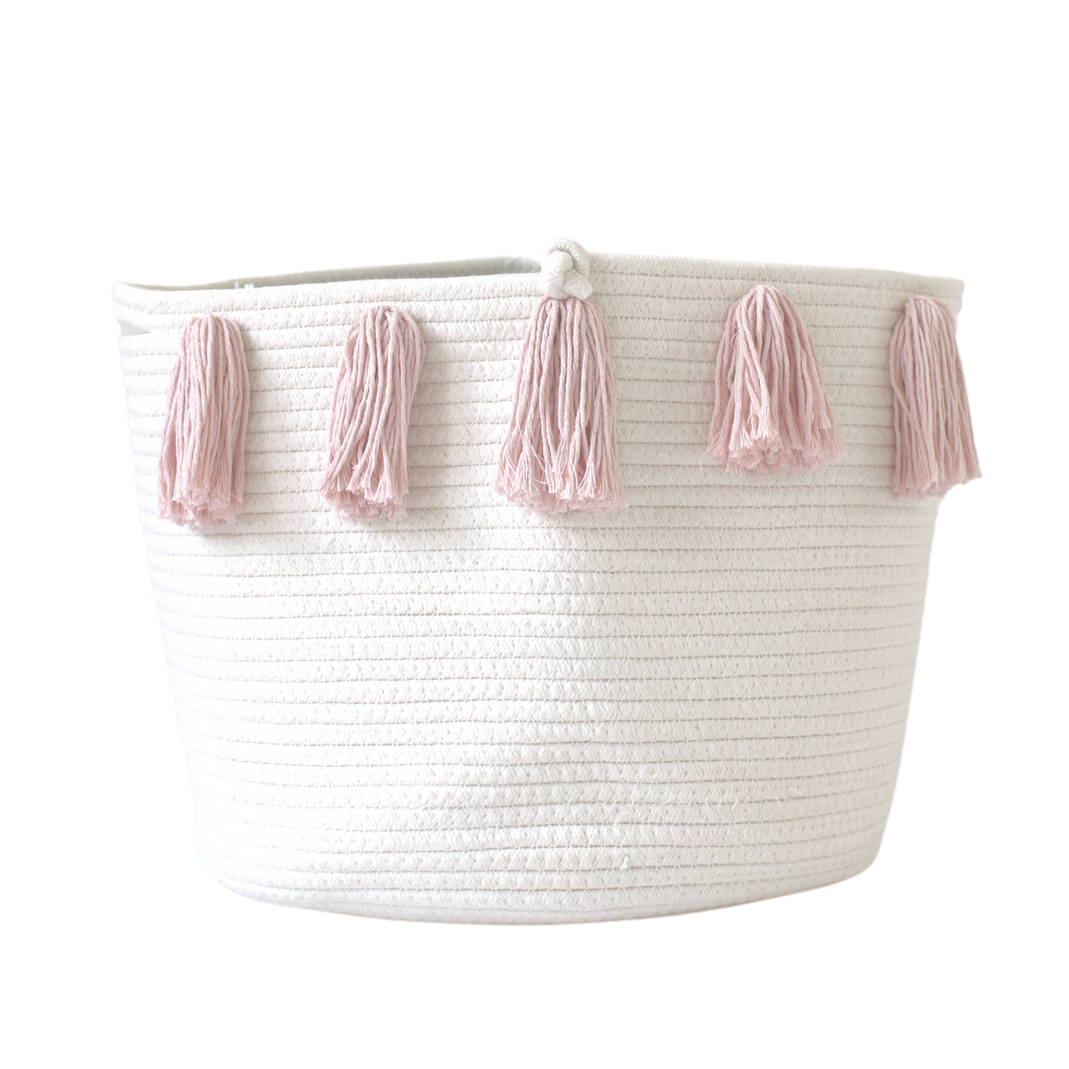 Rose Pink Tassel Basket - Large-Baskets-DECOROLALA